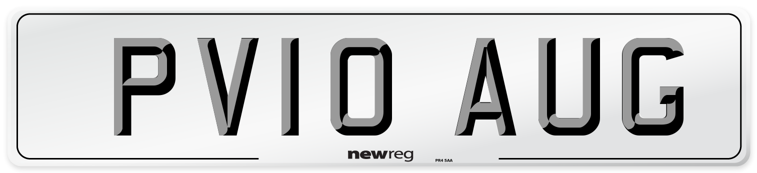 PV10 AUG Number Plate from New Reg